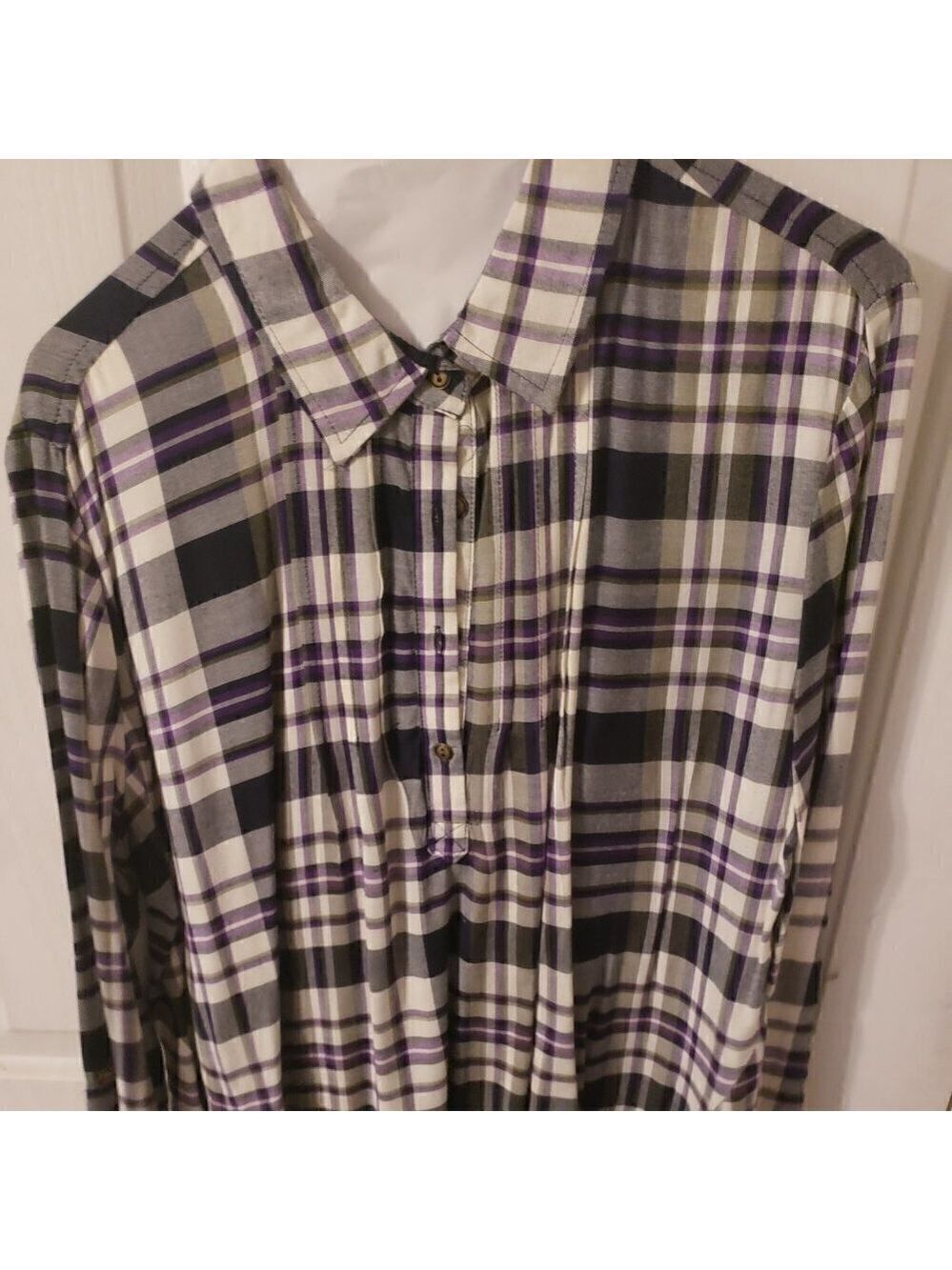CATO Plaid Shark Bite Hem Tunic